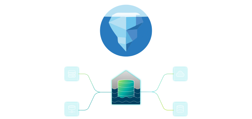 iceberg logo over data lake